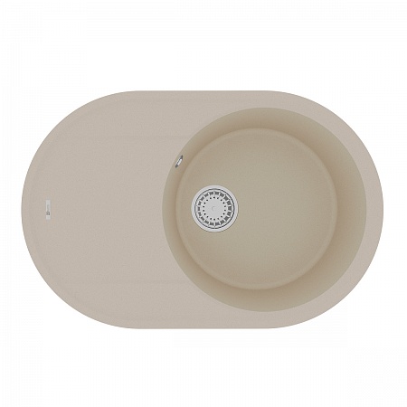 картинка Кухонная мойка Lemark LACHA 760 врезная овальная с крылом из кварцгранита цвет: Бежевый (9910056) от магазина Сантехстрой