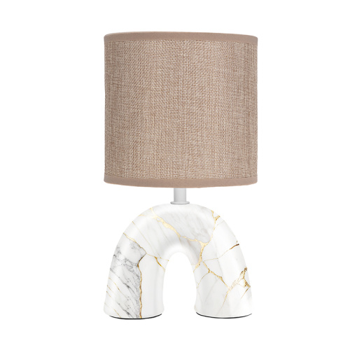 картинка Светильник декоративный настольный Форте, основание дуга под золотой мрамор, бежевый абажур, цоколь Е27, 60Вт REXANT от магазина Сантехстрой