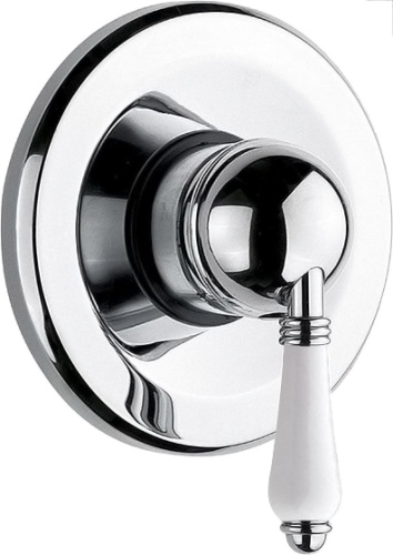 картинка Nicolazzi P.m. Blanc Внешняя часть встраиваемого смесителя для душа, 1 источник, ручки белая керамика, цвет: хром от магазина Сантехстрой