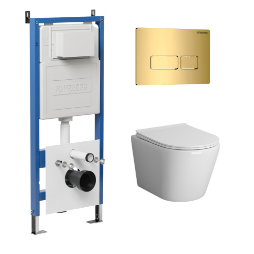 картинка Комплект 3 в 1: Grossman инсталляция 900.K31.01.000+клавиша 700.K31.03.300.300 золото глянцевый+унитаз GR-4478BMS, 3 места от магазина Сантехстрой