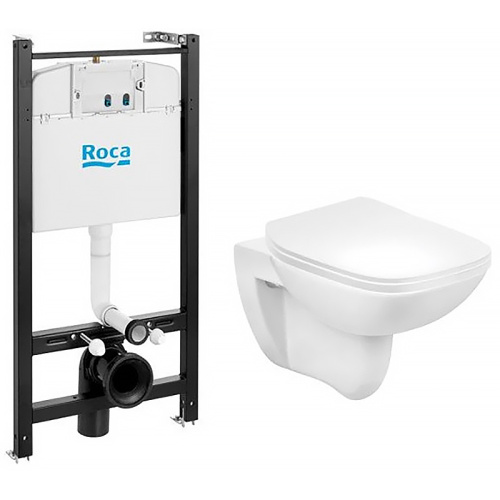 картинка Инсталляция с подвесным унитазом Roca Debba Rimless быстросъемное сиденье микролифт, без клавиши смыва (7.8931.0.497.0) от магазина Сантехстрой