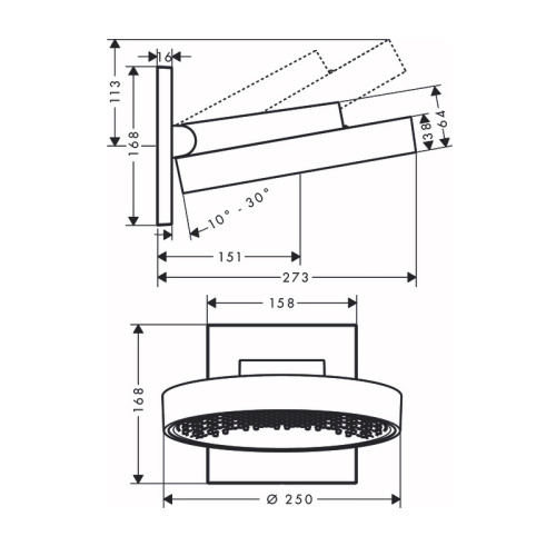 картинка Верхний душ Hansgrohe Rainfinity 250 1jet, с настенным креплением, матовый белый от магазина Сантехстрой