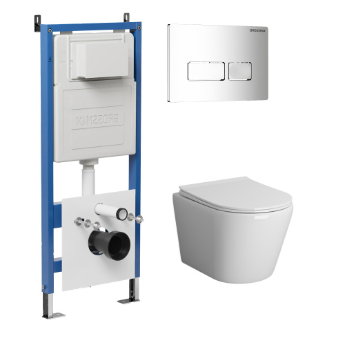 картинка Комплект 3 в 1: Grossman инсталляция 900.K31.01.000+клавиша 700.K31.03.100.100 хром глянцевый+унитаз GR-4478BMS, 3 места от магазина Сантехстрой