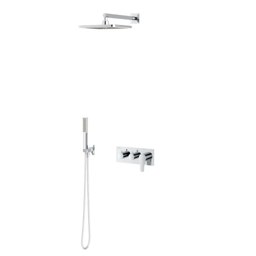 картинка Втраиваемый термостатический смеситель Euro X с душевой лейкой и головным душем, хром от магазина Сантехстрой