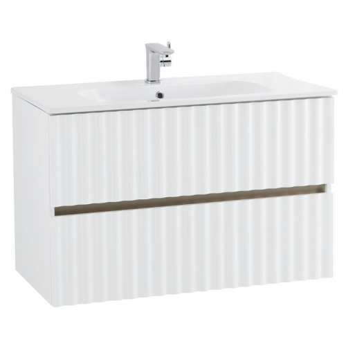 картинка Тумба под раковину Art&Max Elegant AM-ELEGANT-1000-2C-SO-BL-LED-P с LED подсветкой белый глянец от магазина Сантехстрой