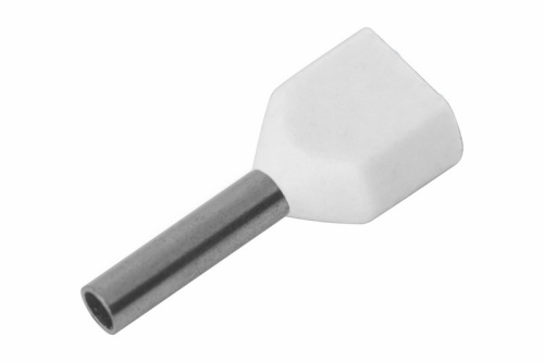 картинка Наконечник штыревой втулочный изолированный F-8 мм 2х0.5 мм² (НШВи(2) 0.5-8/НГи2 0,5-8) белый REXANT от магазина Сантехстрой