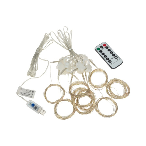 картинка Гирлянда Светодиодный дождь из росы 3х3 м,  розовый,  USB + пульт управления NEON-NIGHT от магазина Сантехстрой