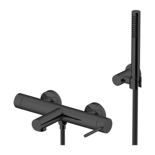 картинка GATTONI CIRCLE ONE Смеситель настенный для ванны,с ручной лейкой на держателе. цвет NERO OPACO от магазина Сантехстрой