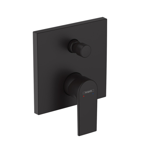 картинка HG Vernis Shape Встраиваемый смеситель для ванны с переключателем (внешняя часть), цвет: матовый черный от магазина Сантехстрой