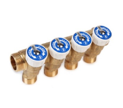 картинка Сантехнический коллектор 3/4"x16/4, с отсечными вентилями и с отводами с наружной резьбой (нов.арт.R585CY064) от магазина Сантехстрой