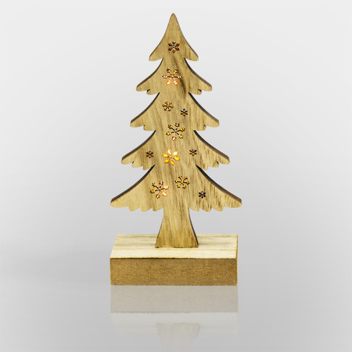 картинка Деревянная фигурка с подсветкой Елочка 9x5x19 см от магазина Сантехстрой