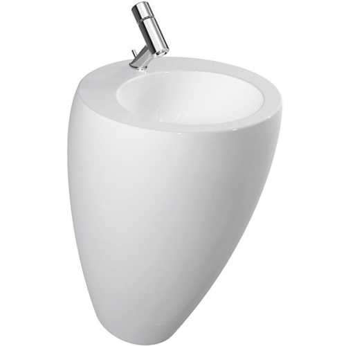 картинка Laufen Alessi One Раковина пристенная 52х53х85см с 1 отв. под смес, крепл к стене, сифон, д/клапан, с покр. LLC, цвет: белый от магазина Сантехстрой