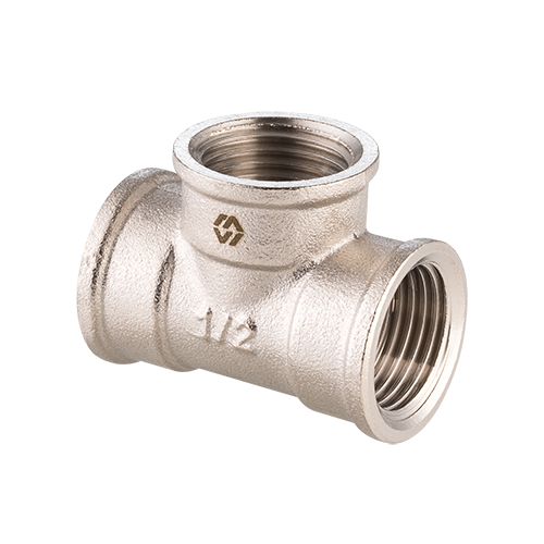 картинка Тройник, 1/2", ВВВ, латунь никелированная от магазина Сантехстрой