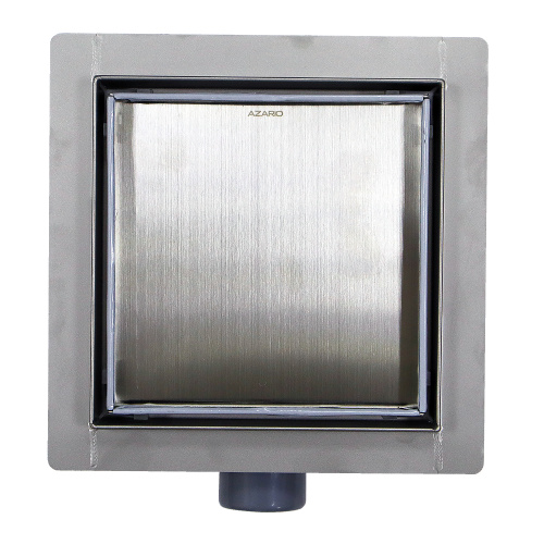 картинка Трап для душа AZARIO 150х150 металлический, поворотный сифон 360°, решетка "под плитку", горизонтальный выпуск (AZZ3TILE150) от магазина Сантехстрой