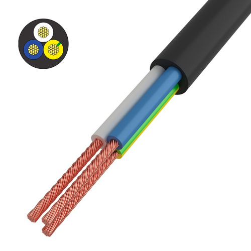 картинка Провод соединительный ПВС 3x0,75 мм²,  черный,  длина 20 метров,  ГОСТ 7399-97 REXANT от магазина Сантехстрой