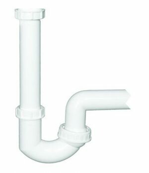 картинка Сифон, HL, для моек, трубный, донный клапан-отсутствует, с поворотным шарниром, с резьбовым подсоединением 6/4” и горизонтальным выпуском DN40, материал-полипропилен, цвет-белый от магазина Сантехстрой