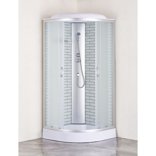 картинка Душевая кабина Loranto 100х100х215 поддон 13см, белый кирпичный узор, матовое стекло 4мм, профиль хром (CS661013FW100) от магазина Сантехстрой