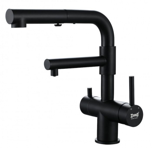 картинка смеситель для кухни zorg szr-3216 grafit серый