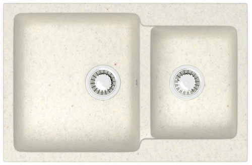 картинка Кухонная мойка AZARIO Grand 765х500х190 двойная, искусственный мрамор, цвет Хлопок (CS00079904) от магазина Сантехстрой
