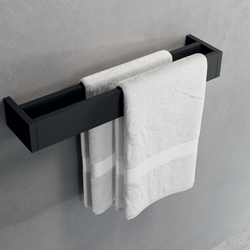 картинка NOVELLINI FRAME Полотенцедержатель двойной 300х100 мм., цвет черный матовый от магазина Сантехстрой
