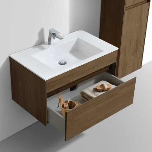 картинка Тумба под раковину Chiara 800 подвесная, 1 выкатной ящик soft-close, T.Oak от магазина Сантехстрой