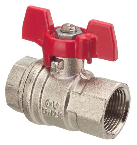 картинка Кран шаровой, Optibal, DN-25, 1", ВВ, PN, бар-16, ручка-бабочка, никелированный от магазина Сантехстрой