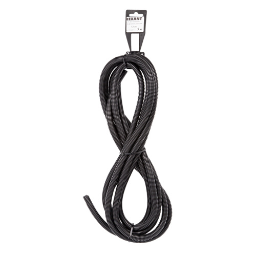 картинка Труба автомобильная гофрированная ПП,  Ø9,8мм,  разрезная (бухта 5 м/уп) REXANT от магазина Сантехстрой