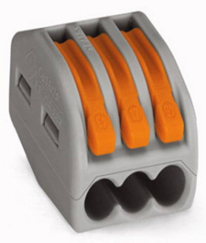 картинка 222-413 Универсальная клемма,  3-проводная,  серая (0,08-2,5/4 мм²) (50 шт/уп) WAGO от магазина Сантехстрой