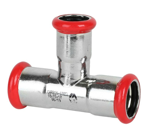 картинка Тройник, MVI, пресс соединение, 28x22x28, переходной, оцинкованная сталь от магазина Сантехстрой