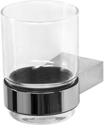 картинка 5684 Стакан стекло с держателем Aquanet, хром (187060) от магазина Сантехстрой