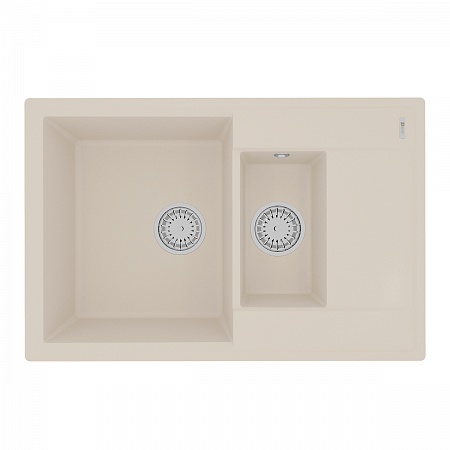 картинка Кухонная мойка Lemark RAMZA 760 врезная прямоугольная с доп.чашей и крылом из кварцгранита цвет: Шампань  (9910042) от магазина Сантехстрой