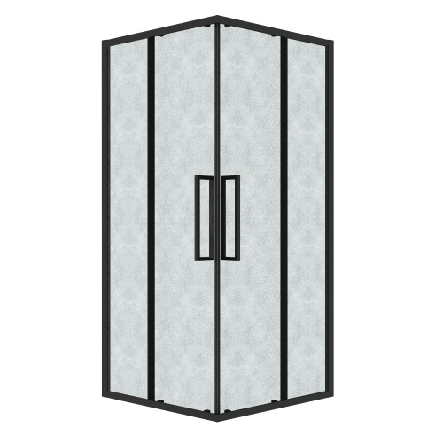 картинка Душ.ограждение 300.K33.02.9090.21.02 Cosmo (90*90*195) квадрат,раздвижн,черн. матов,стекло шиншилла от магазина Сантехстрой