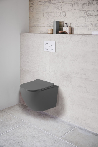 картинка Унитаз подвесной Globo VT1-14SMA безободковый, ультратонкое сиденье soft-close, антрацит матовый от магазина Сантехстрой