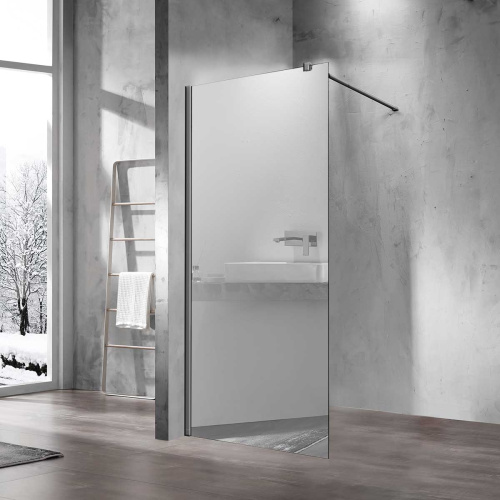 картинка Душевая перегородка Walk-In VSW-1H100MRGM, 1000*2000, вороненая сталь, стекло зеркальное от магазина Сантехстрой