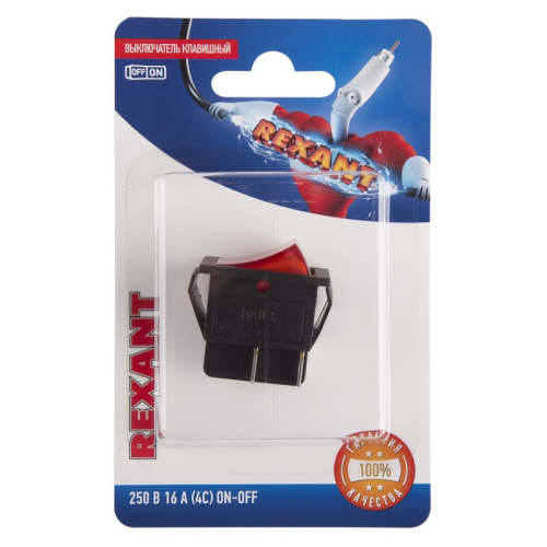 картинка Выключатель клавишный 250V 16А (4с) ON-OFF красный с подсветкой (RWB-502, SC-767, IRS-201-1) REXANT (в упак.  1шт. ) от магазина Сантехстрой