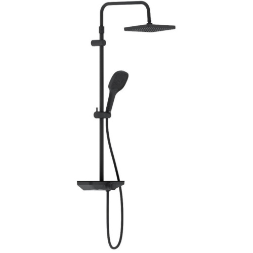 картинка 940730300 Merkur душевая система с ванно-душевым смесителем-полкой и прогрессивным картриджем, черны от магазина Сантехстрой