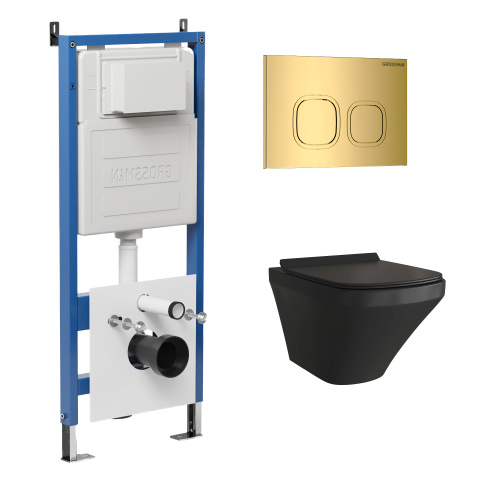 картинка Комплект 3 в 1: Grossman инсталляция 900.K31.01.000+клавиша 700.K31.02.300.300 золото глянцевый+унитаз GR-4440BMS, 3 места от магазина Сантехстрой