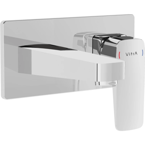 фотография смеситель для раковины без донного клапана vitra root square a42738exp