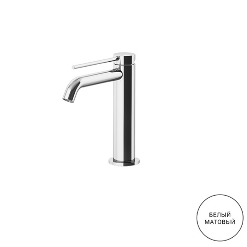 картинка GATTONI CIRCLE TWO Смеситель для раковины высокий 177 мм, на 1 отверстие, излив 135 мм, с донным клапаном, цвет BIANCO OPACO от магазина Сантехстрой
