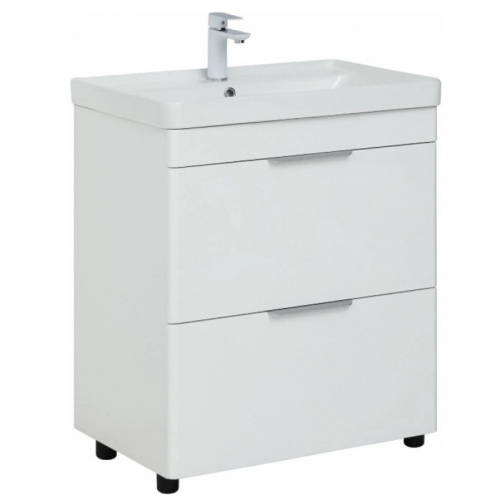картинка Тумба с раковиной Aquanet Ирис new 70 312426 (2 ящика) белый глянец от магазина Сантехстрой