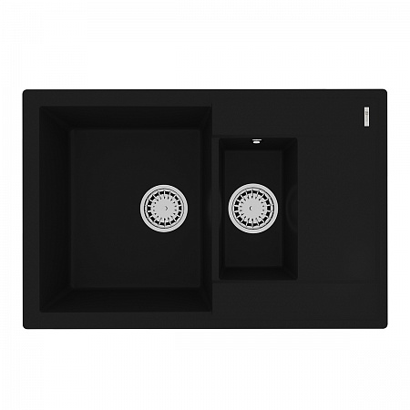 картинка Кухонная мойка Lemark RAMZA 760 врезная прямоугольная с доп.чашей и крылом из кварцгранита цвет: Антрацит  (9910037) от магазина Сантехстрой
