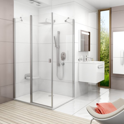 картинка Душевая дверь Ravak Chrome CRV2-100, профиль белый, стекло прозрачное от магазина Сантехстрой