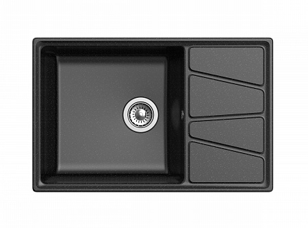 картинка Мойка кухонная GranFest VERTEX GF-V-780L чаша с крылом 780*500мм черный, мрамор от магазина Сантехстрой