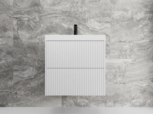 картинка Тумба под раковину подвесная "Стокгольм 60", Classic 60, (2 ящ.) белый рифленый софт, PUSH от магазина Сантехстрой