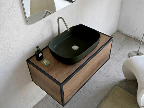 картинка Раковина, Scarabeo, Glam, шгв 560*390*140, отверстия для смесителя-отсутствуют, BIOKER, цвет-Lava от магазина Сантехстрой