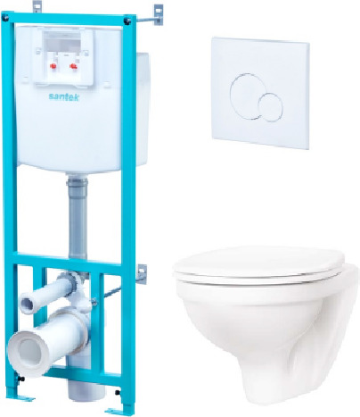 картинка Унитаз + инсталляция Santek Бореаль 1.WH30.2.464, подвесной, с сиденьем, панель белого цвета от магазина Сантехстрой