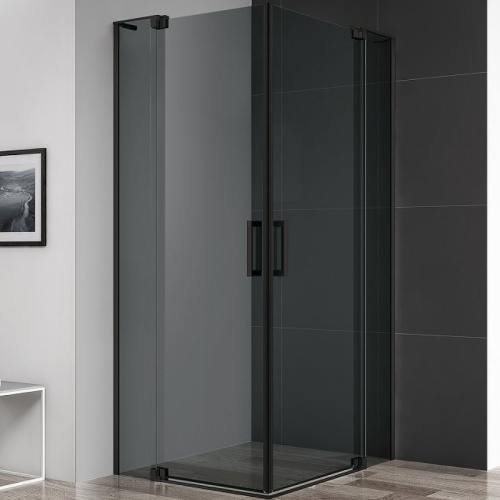 картинка Душевой уголок Cezares Slider 110x80 SLIDER-AH-2-70/80-100/110-GRIGIO-NERO профиль Черный матовый стекло тонированное от магазина Сантехстрой