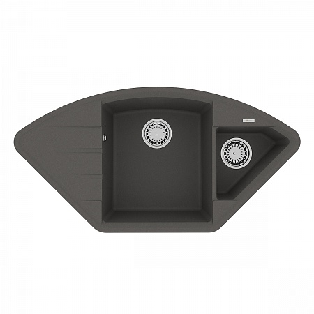 картинка Кухонная мойка Lemark IRKANA 980 врезная угловая с доп. чашей и крылом из кварцгранита цвет: Серый шёлк (9910047) от магазина Сантехстрой