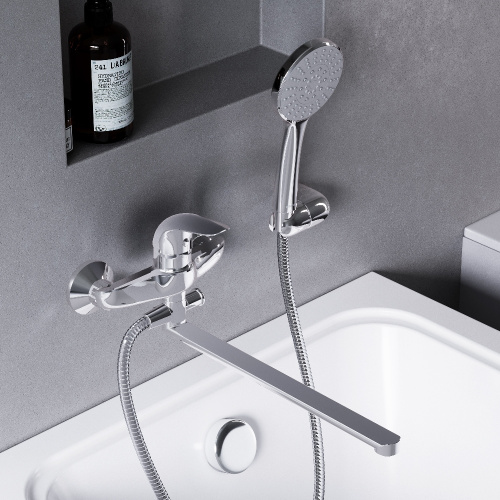 изображение 319500001_xxx eclipse, смеситель для ванны и душа с универсальным изливом и душевым комплектом, хром