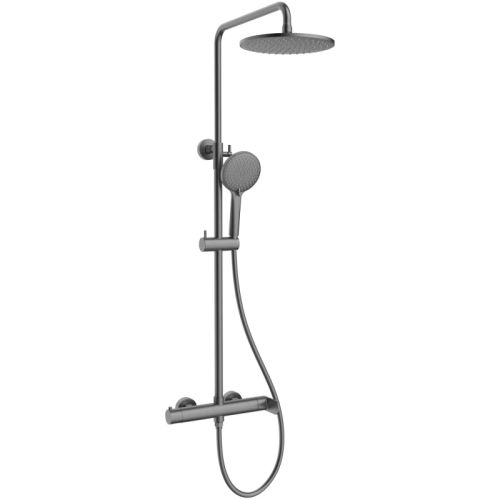 картинка Душевая система Vincea Rondo VSFS-1R0GM 228 мм, со смесителем, вороненая сталь от магазина Сантехстрой